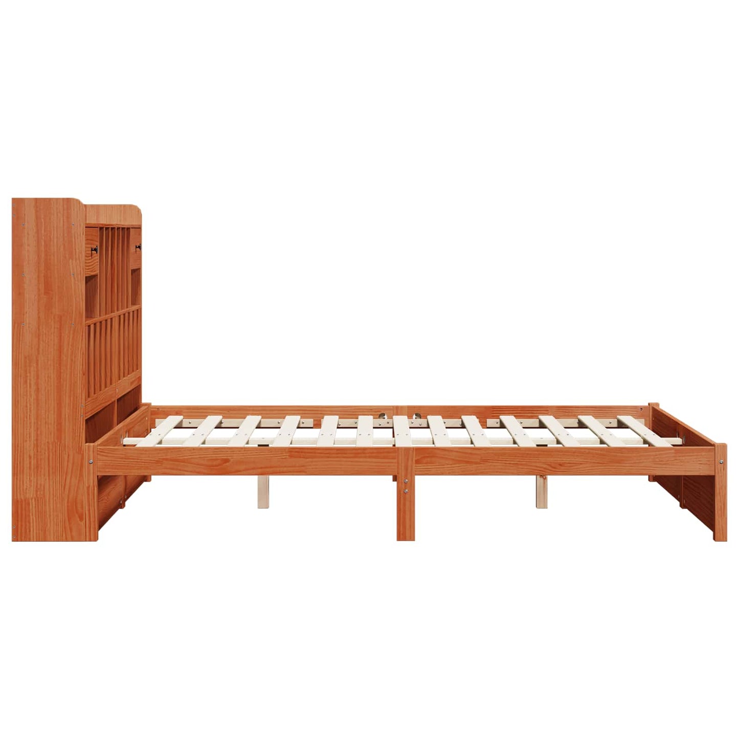 Bücherregal Bettgestell mit Kopfteil Wachsbraun 200 x 160 cm