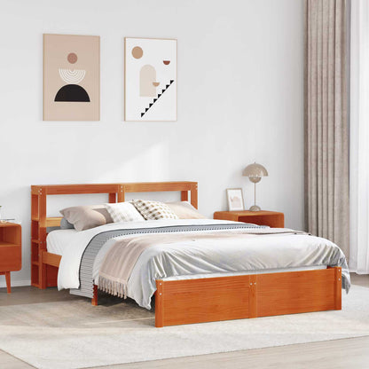 vidaXL Cadre de lit ciré marron 150 x 200 cm Bois de pin massif