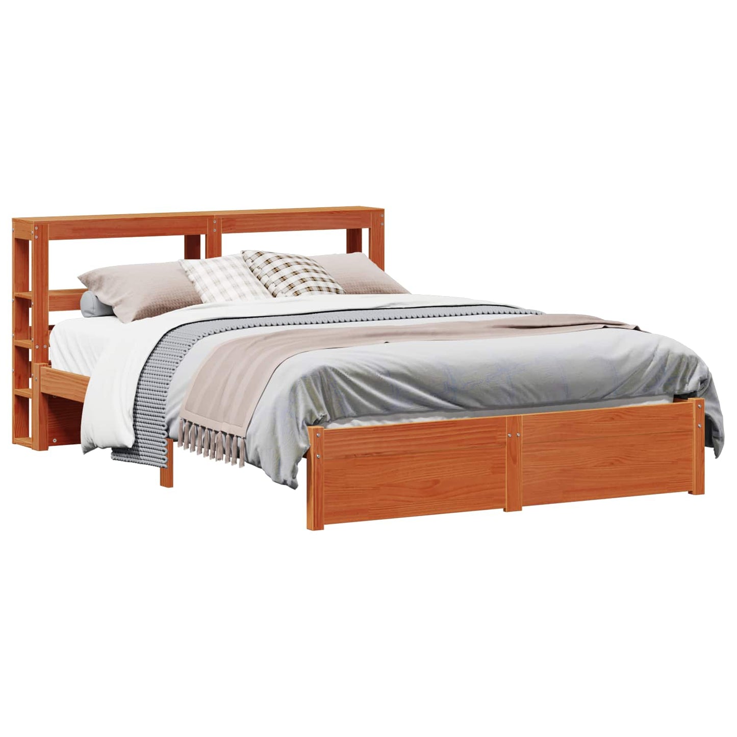vidaXL Cadre de lit ciré marron 150 x 200 cm Bois de pin massif