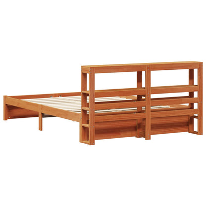 vidaXL Cadre de lit ciré marron 150 x 200 cm Bois de pin massif