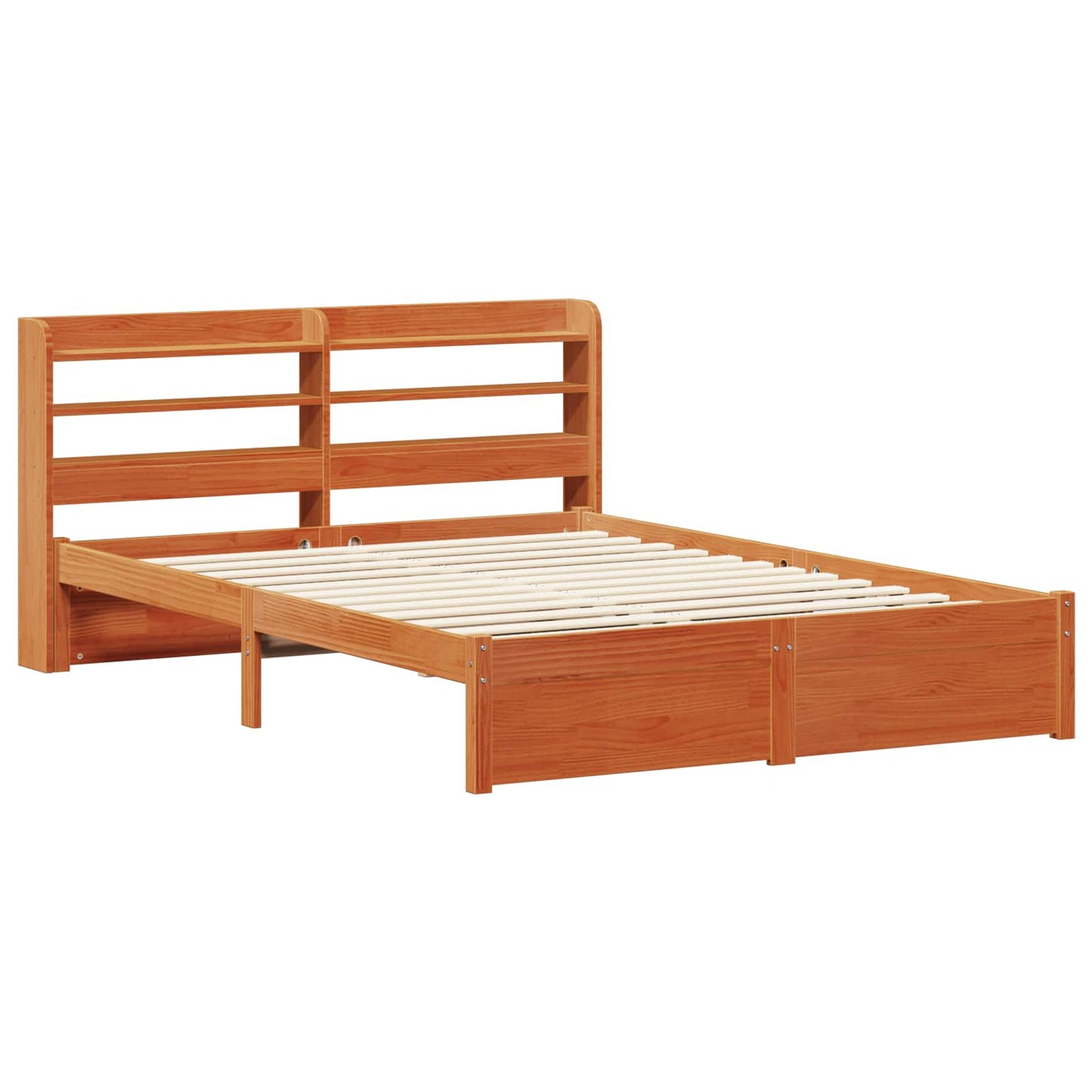 vidaXL Bettrahmen mit Kopfteil 2 pcs Wachsbraun Massivholz Kiefer