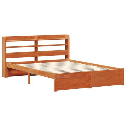 vidaXL Bettrahmen mit Kopfteil 2 pcs Wachsbraun Massivholz Kiefer