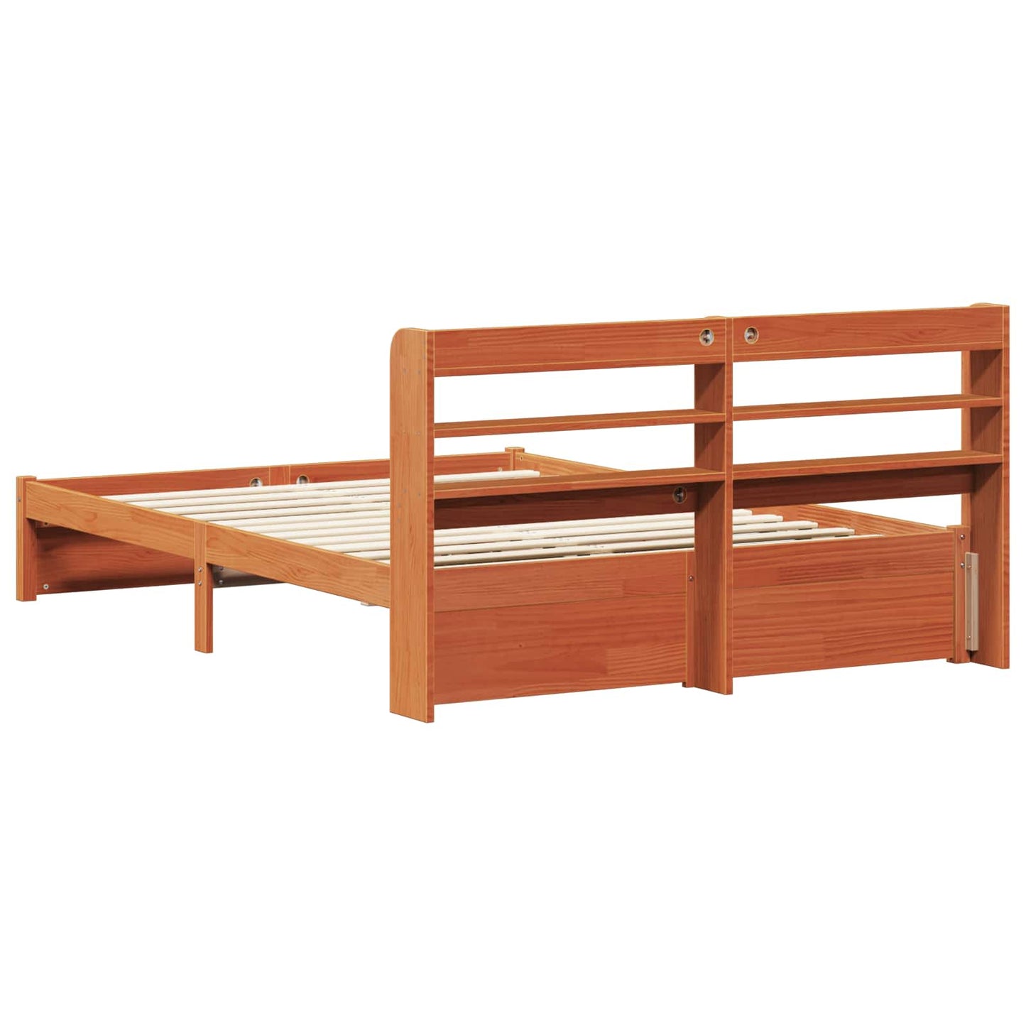 vidaXL Bettrahmen mit Kopfteil 2 pcs Wachsbraun Massivholz Kiefer