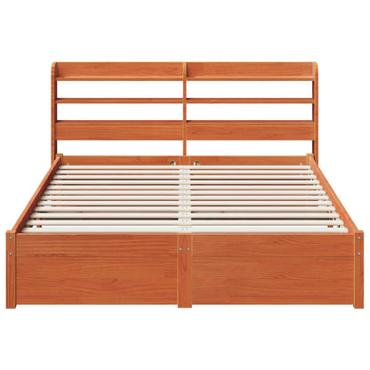 vidaXL Bettrahmen mit Kopfteil 2 pcs Wachsbraun Massivholz Kiefer