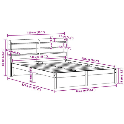 vidaXL Bettrahmen mit Kopfteil 2 pcs Wachsbraun Massivholz Kiefer