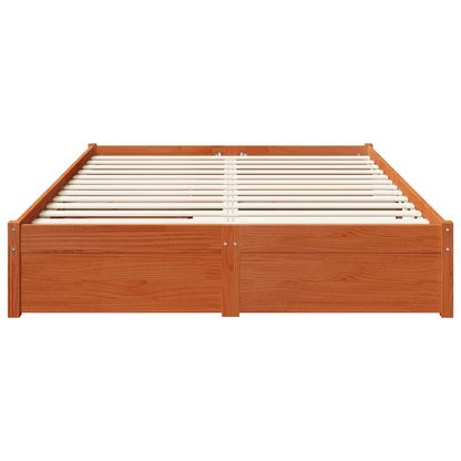 Bettrahmen mit Schubladen 3 pcs Wachsbraun Massivholz Kiefer