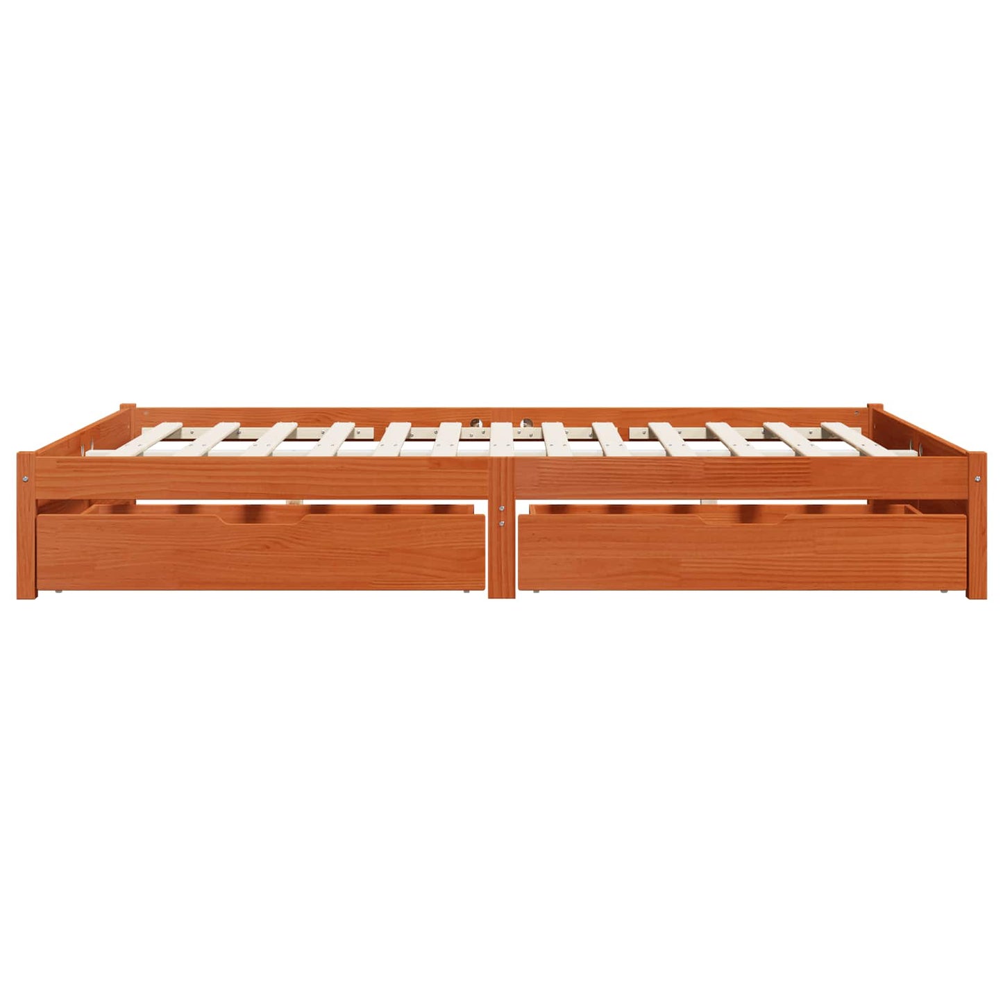 Bettrahmen mit Schubladen 3 pcs Wachsbraun Massivholz Kiefer