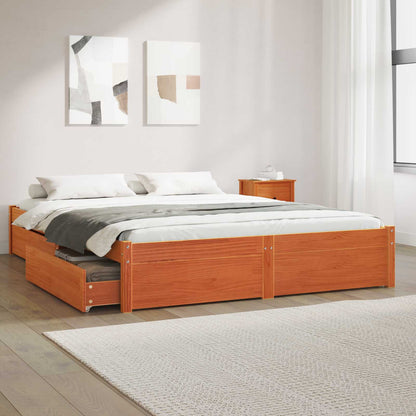 vidaXL Bettrahmen Wachsbraun 140 x 200 cm Massivholz Kiefer