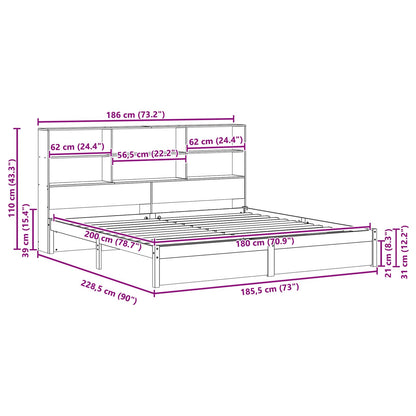 Bettgestell mit Aufbewahrungskopfteil Wachsbraun 180 x 200 cm
