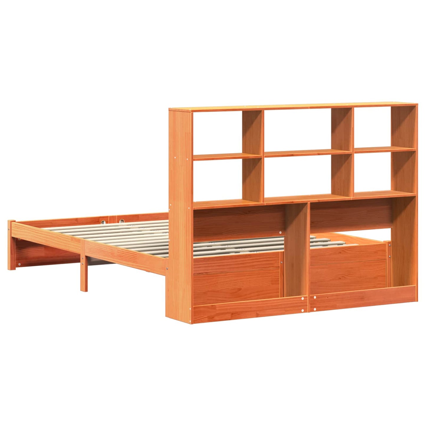 vidaXL Bettgestell mit Aufbewahrungskopfteil 2 pcs Wachsbraun
