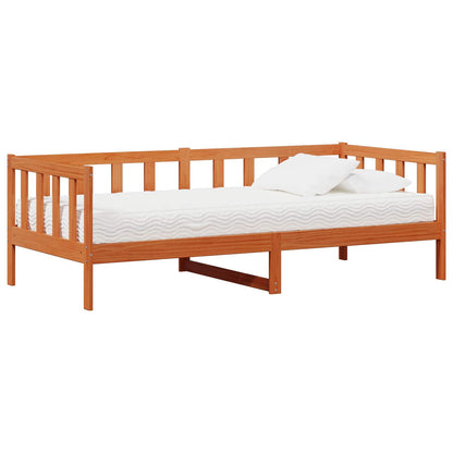 Tag-Bett mit Matratze Wachsbraun und Weiß 90 x 200 cm