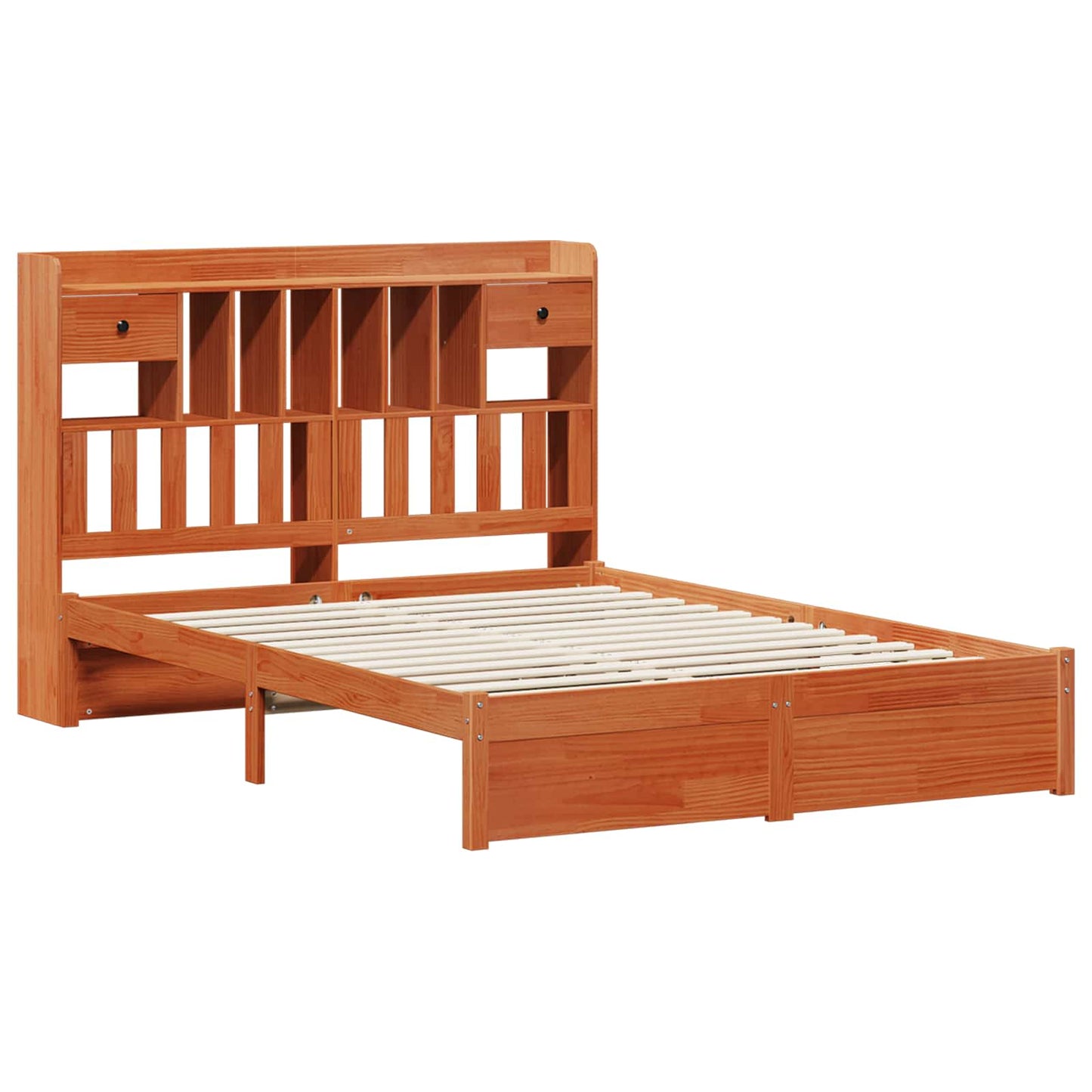 vidaXL Bücherregal Bettgestell mit Kopfteil Wachsbraun 200 x 140 cm