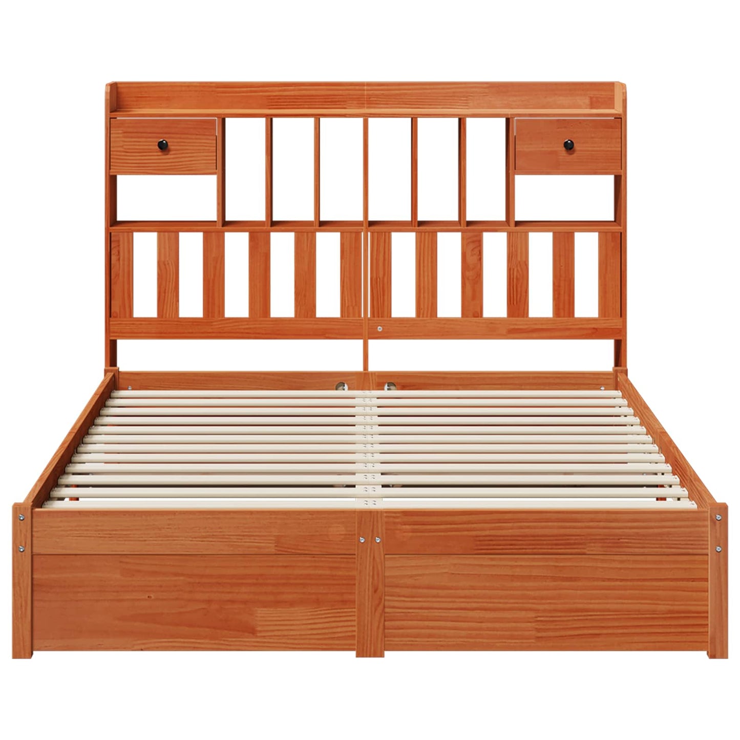 vidaXL Bücherregal Bettgestell mit Kopfteil Wachsbraun 200 x 140 cm