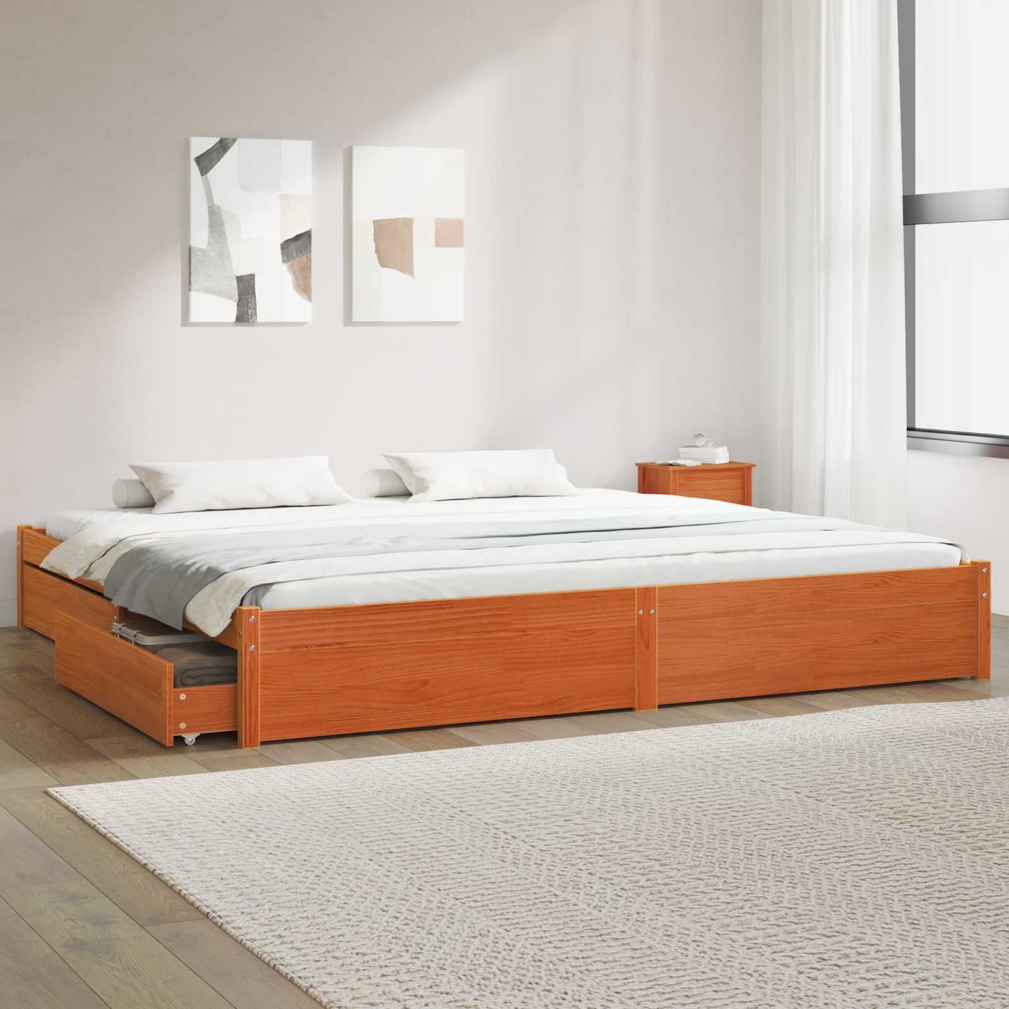 vidaXL Bettrahmen Wachsbraun 200 x 200 cm Massivholz Kiefer