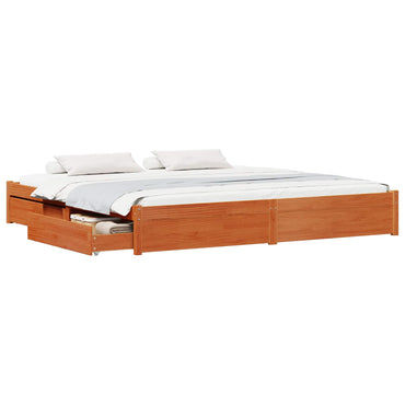 vidaXL Bettrahmen Wachsbraun 200 x 200 cm Massivholz Kiefer