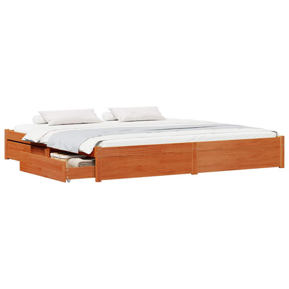vidaXL Bettrahmen Wachsbraun 200 x 200 cm Massivholz Kiefer