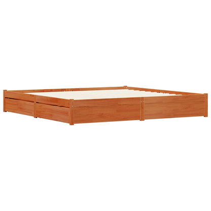 vidaXL Bettrahmen Wachsbraun 200 x 200 cm Massivholz Kiefer