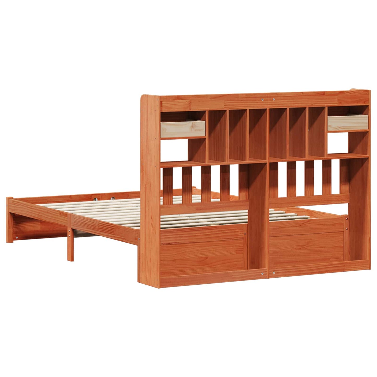 vidaXL Bücherregal Bettgestell mit Kopfteil Wachsbraun 200 x 150 cm