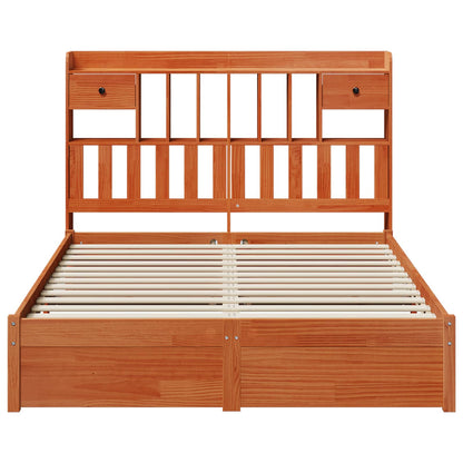 vidaXL Bücherregal Bettgestell mit Kopfteil Wachsbraun 200 x 150 cm