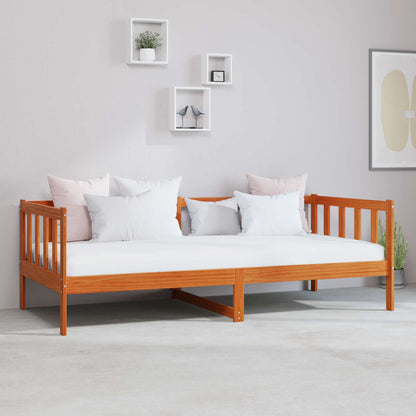 Tag-Bett mit Matratze Wachsbraun und Weiß 90 x 200 cm