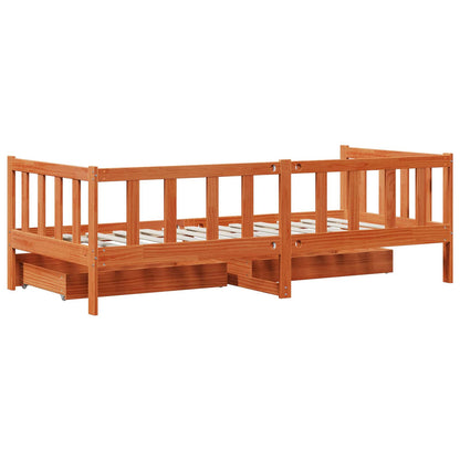 vidaXL Tagesbett mit Kopfteil 3 pcs Wachsbraun Massivholz Kiefer