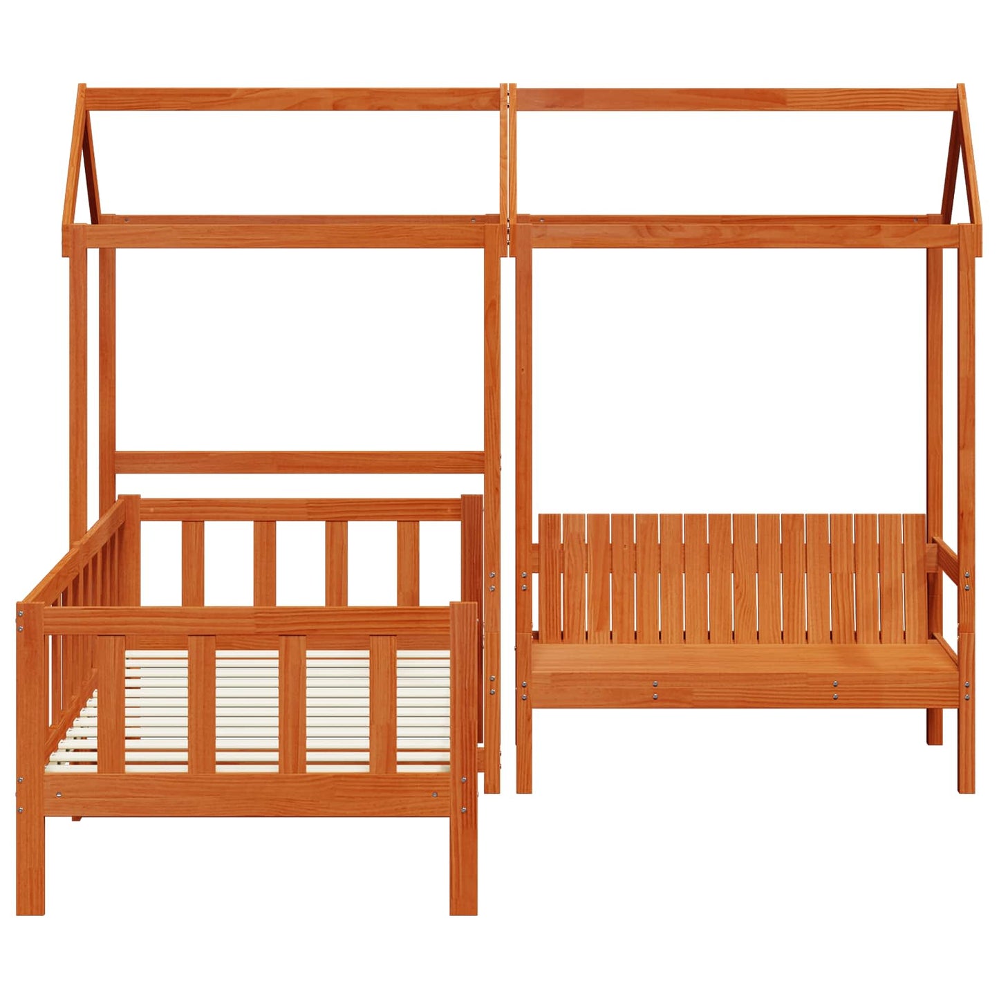 Tagesbett Set 3 pcs Wachsbraun Massives Kiefernholz