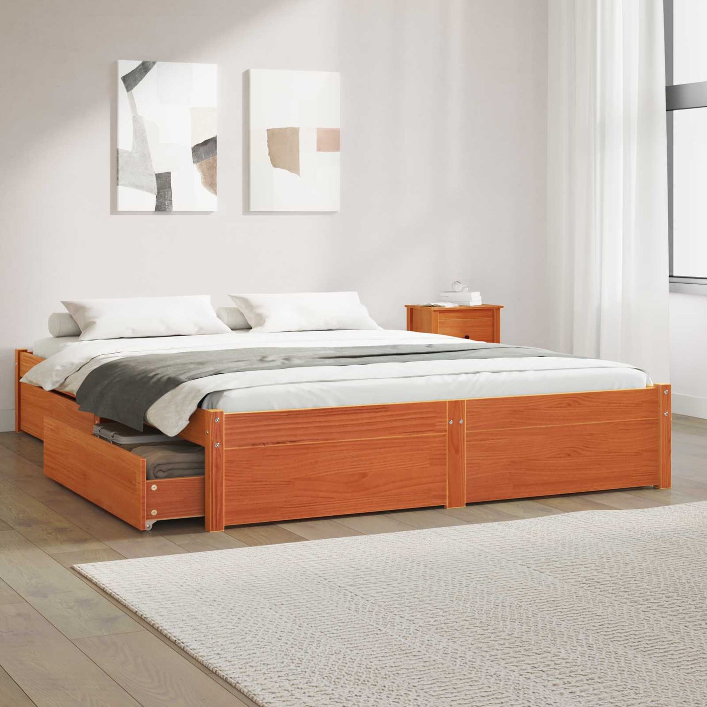 vidaXL Bettrahmen Wachsbraun 150 x 200 cm Massivholz Kiefer