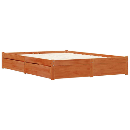 vidaXL Bettrahmen Wachsbraun 150 x 200 cm Massivholz Kiefer