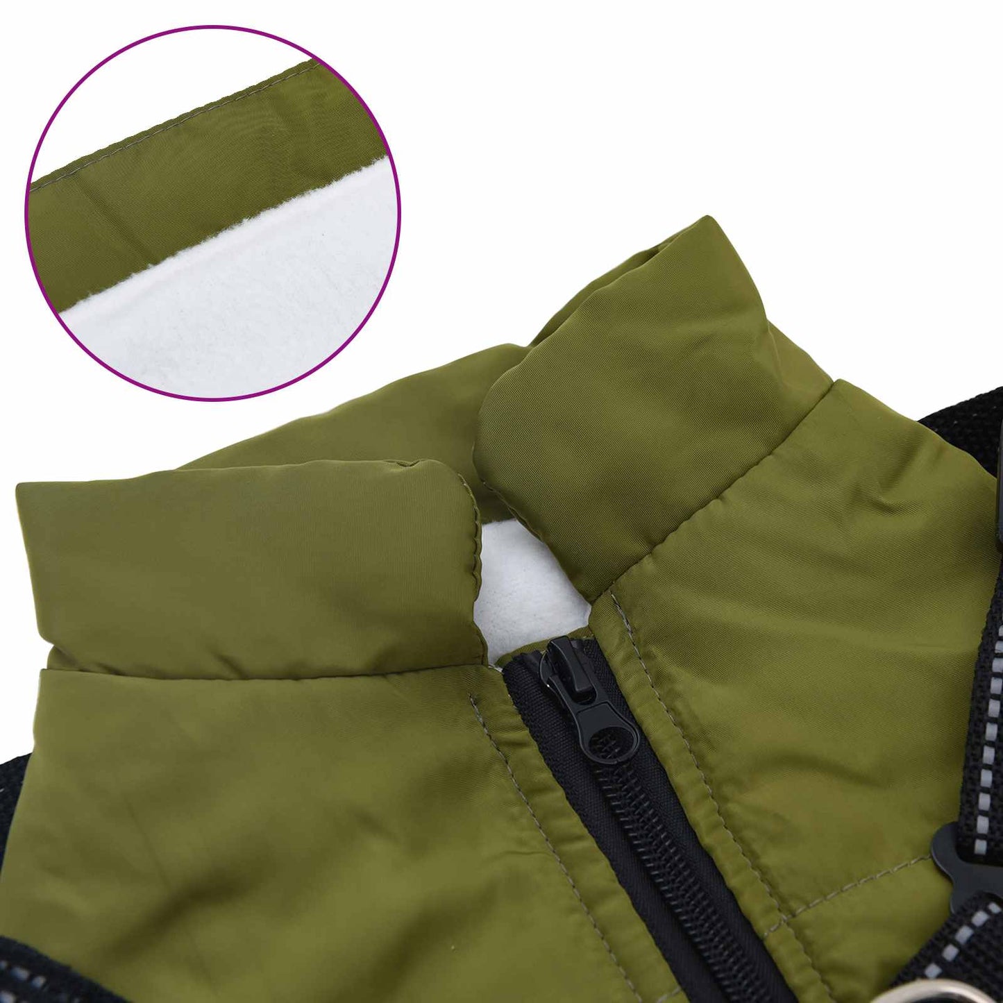 Hundemantel Olivegrün L24 Fleece und Polyester
