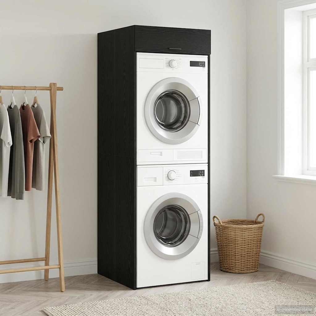 vidaXL Waschmaschinen-Schrank Schwarz Eichen-Optik 67,5 x 68 x 200 cm
