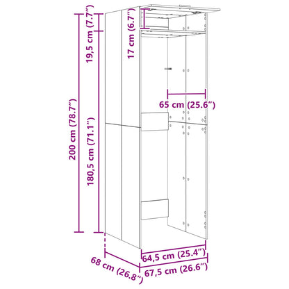 vidaXL Waschmaschinen-Schrank mit Tür Artisan-Eiche 67,5 x 68 x 200 cm