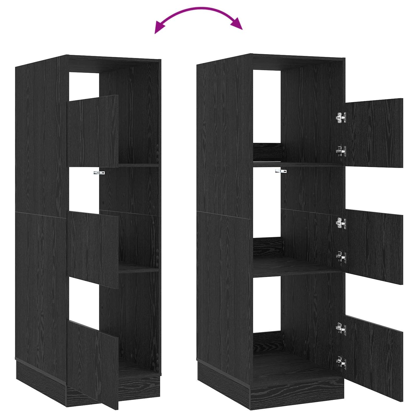 vidaXL Wäscheschrank mit Tür Schwarz Eichen-Optik 50 x 68 x 162 cm