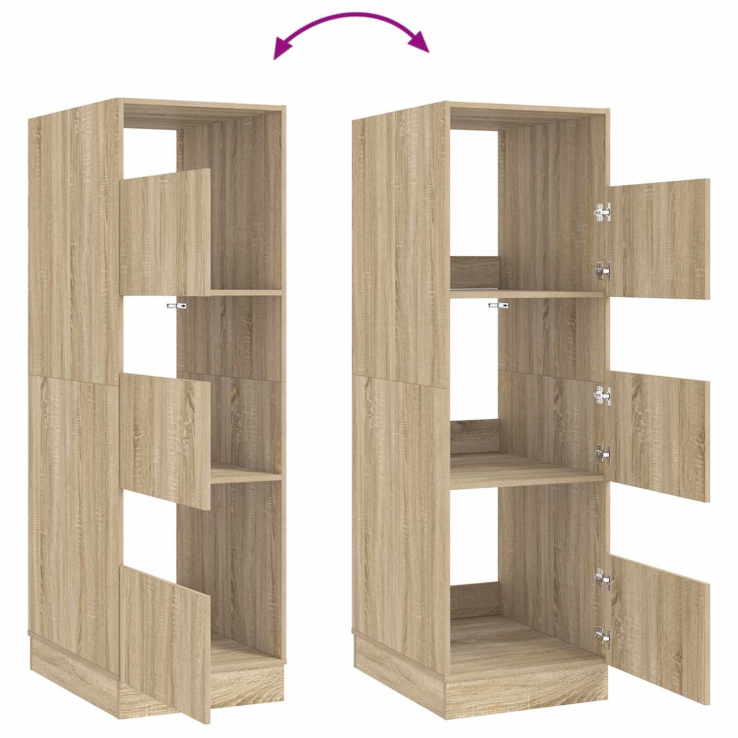 vidaXL Wäscheschrank mit Tür Sonoma 50 x 68 x 162 cm Holzwerkstoff