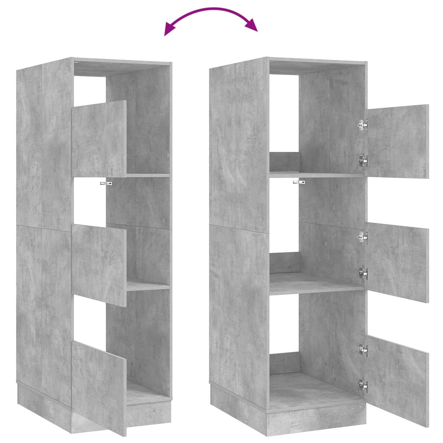 vidaXL Wäscheschrank mit Speicher Beton 50 x 68 x 162 cm Holzwerkstoff