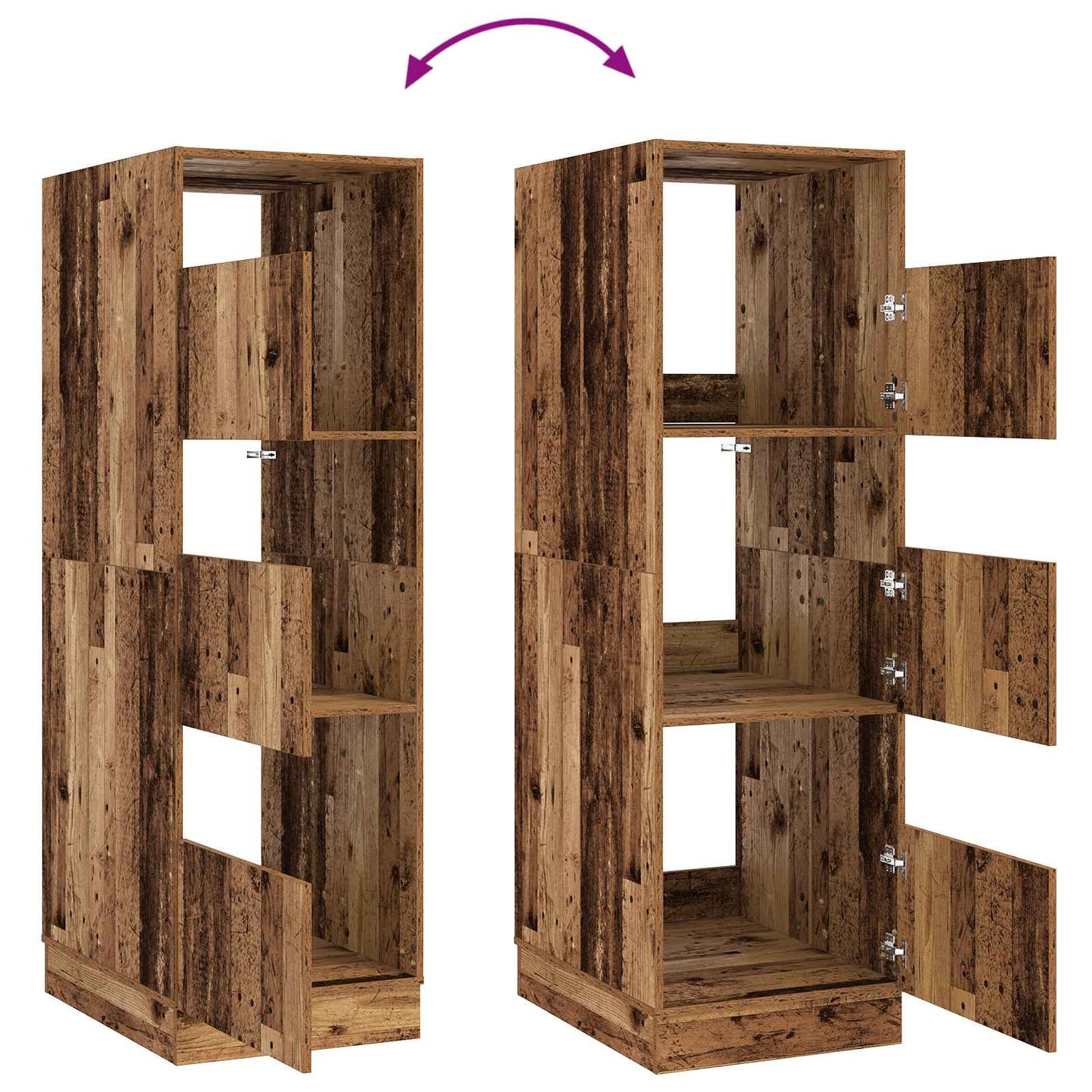 vidaXL Wäscheschrank mit Speicher mit Tür Altholz Holzwerkstoff