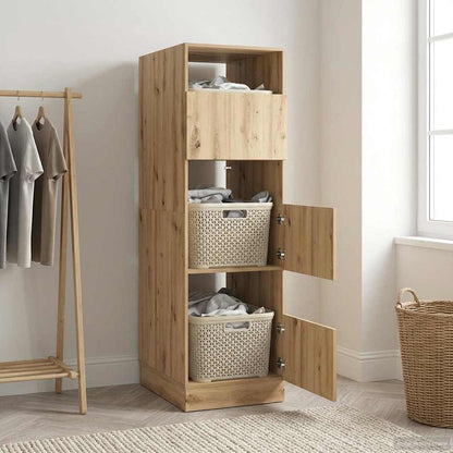 Wäscheschrank mit Speicher mit Tür Artisan-Eiche Holzwerkstoff