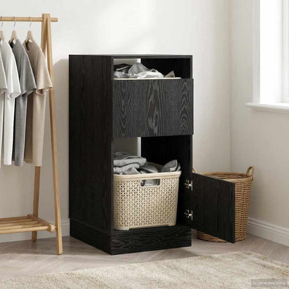 Wäscheschrank mit Tür Schwarz Eichen-Optik 50 x 68 x 102 cm