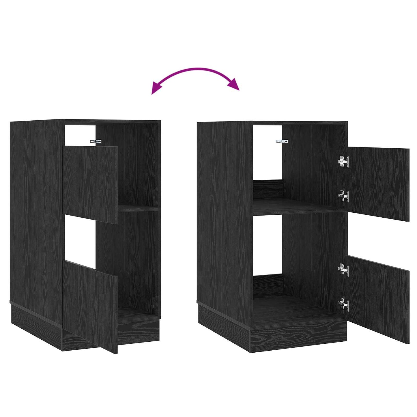 Wäscheschrank mit Tür Schwarz Eichen-Optik 50 x 68 x 102 cm