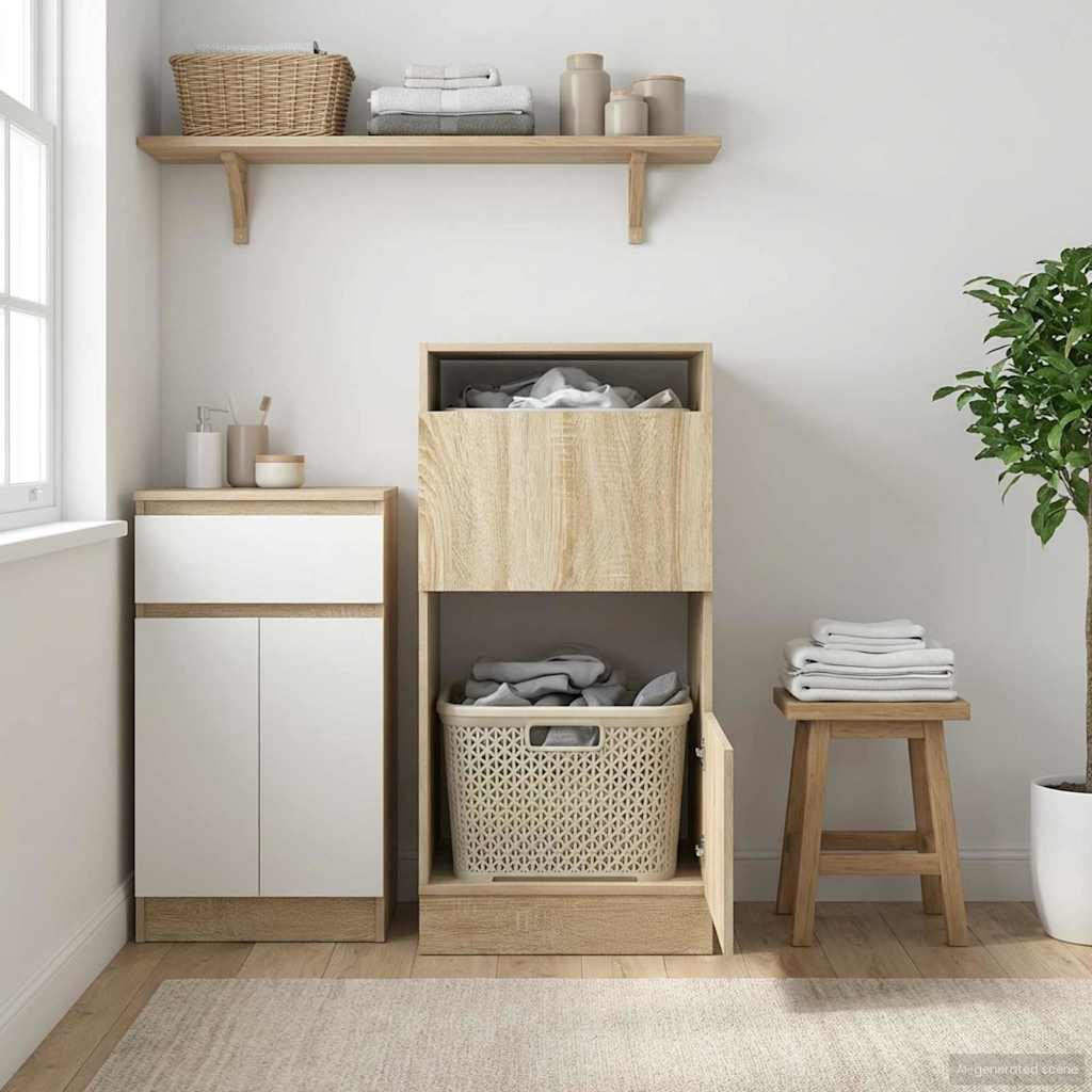 vidaXL Wäscheschrank mit Tür Sonoma 50 x 68 x 102 cm Holzwerkstoff
