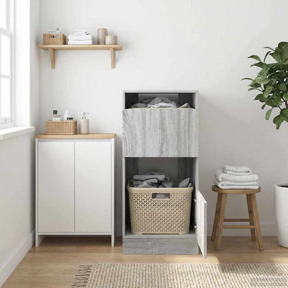 vidaXL Armoire à linge avec espace de rangement et porte, panneau aggloméré, gris Sonoma
