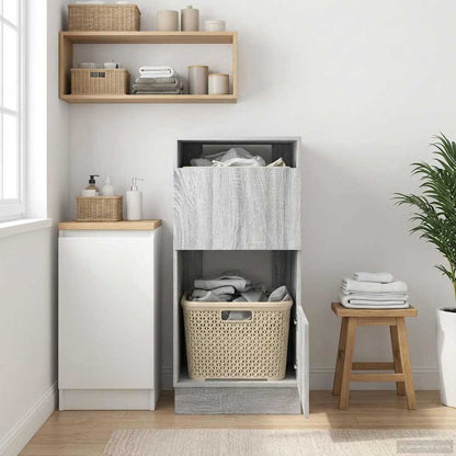 vidaXL Armoire à linge avec espace de rangement et porte, panneau aggloméré, gris Sonoma