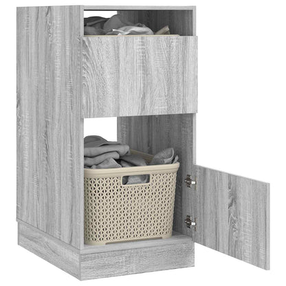 vidaXL Armoire à linge avec espace de rangement et porte, panneau aggloméré, gris Sonoma