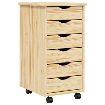 vidaXL Rollcontainer mit Schubladen MOSS Klarlack 34 x 39 x 65,5 cm