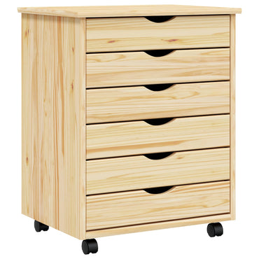vidaXL Rollcontainer mit Schubladen MOSS Klarlack 53 x 39 x 65,5 cm