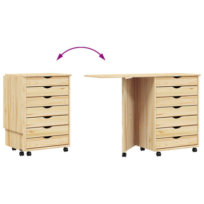 vidaXL Rollwagen mit Schreibtisch MOSS Klarlack 105,5 x 39 x 74,5 cm