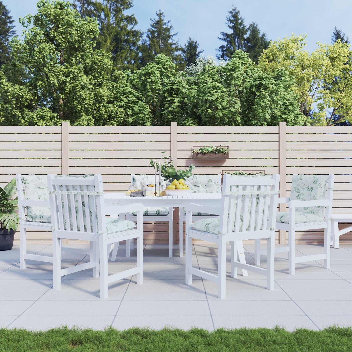 vidaXL Lowback Stuhlpolster Blatt 6 pcs Weiß 100 x 50 x 7 cm Oxford