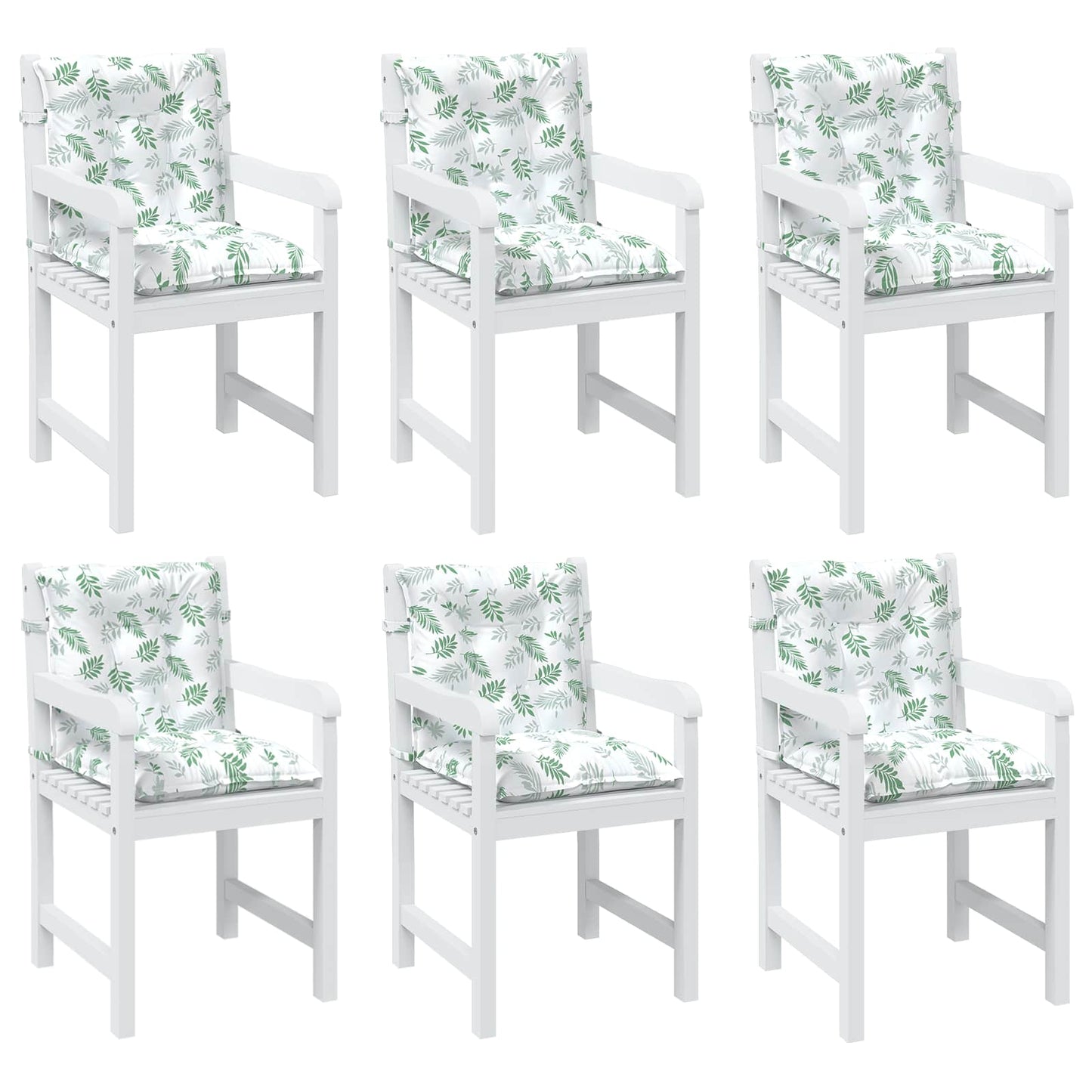 vidaXL Lowback Stuhlpolster Blatt 6 pcs Weiß 100 x 50 x 7 cm Oxford