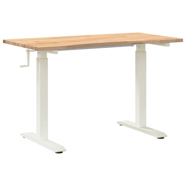 vidaXL Schreibtisch Weiß und Natur 120 x 60 cm Massivholz Eiche