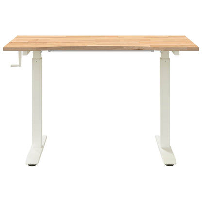 vidaXL Schreibtisch Weiß und Natur 120 x 60 cm Massivholz Eiche