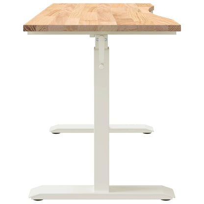 vidaXL Schreibtisch Weiß und Natur 120 x 60 cm Massivholz Eiche